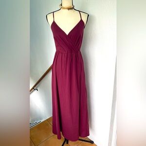 Inen Cabernet Faux‎ Wrap Cotton Maxi Dress NWT with Adjustable Straps Small